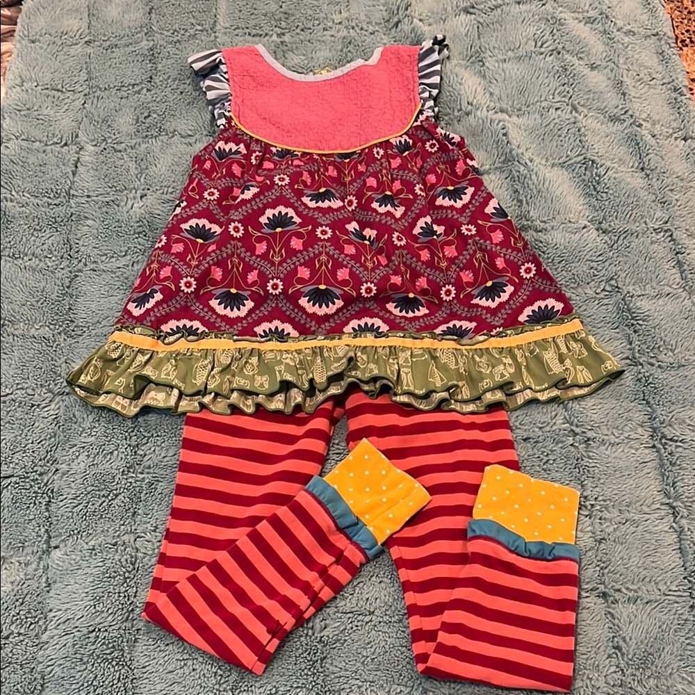 Floral Dress with Striped Leggings Matilda Jane Size 8